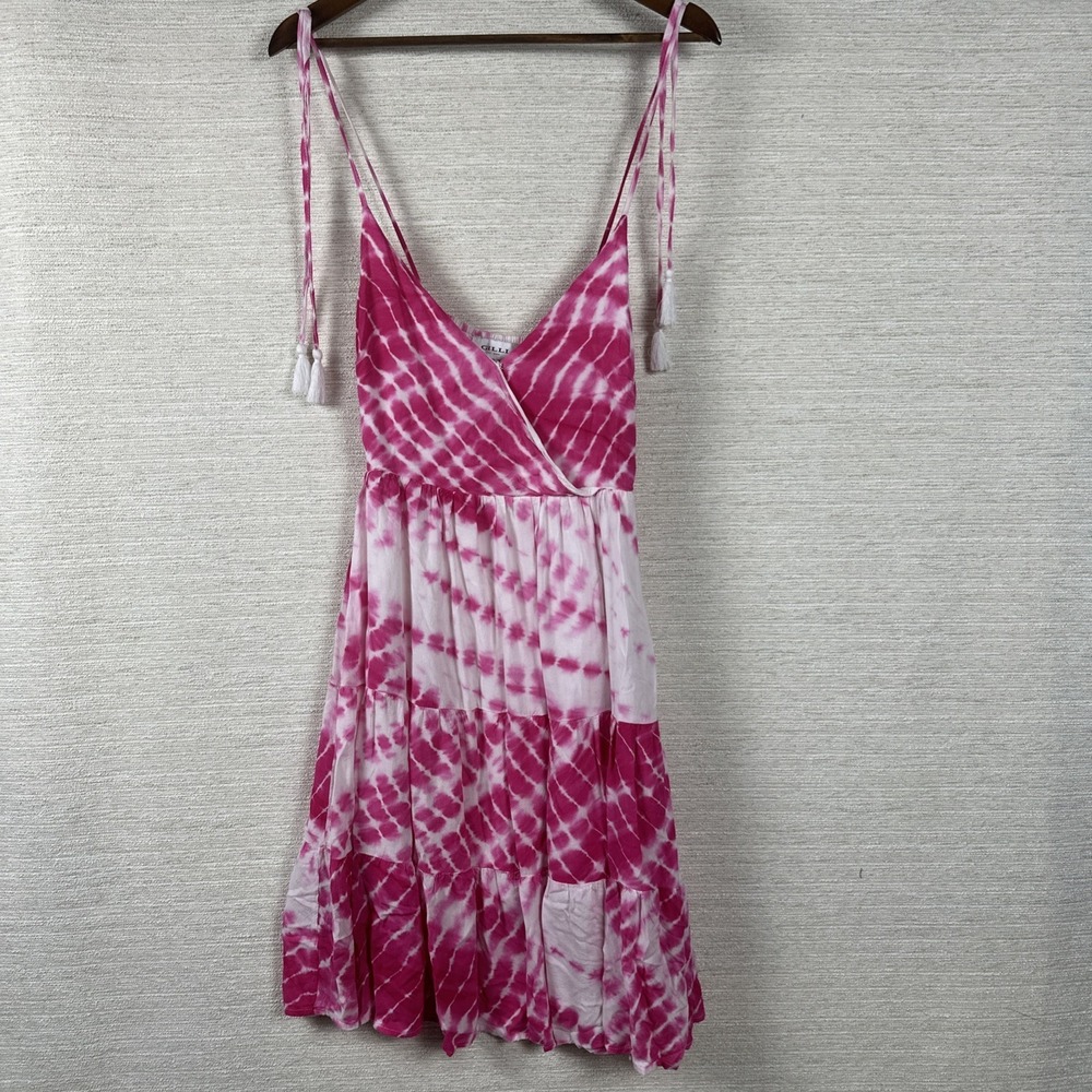 Gilli Small Pink Tye Dye Sleeveless Beachy Summer Dress Cover up Resort Vacation